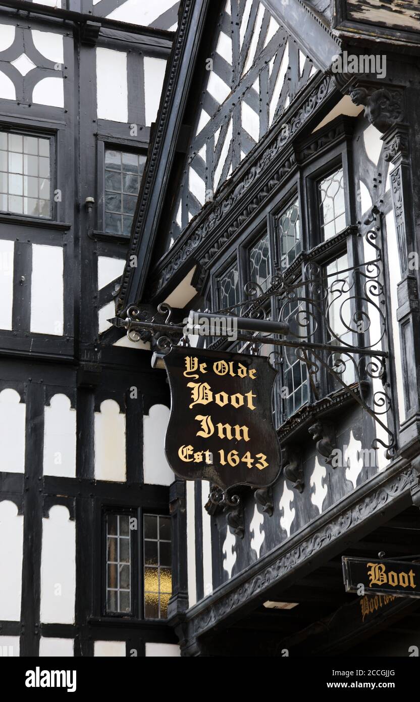 Ye Olde Boot Inn sign in Chester Stock Photo