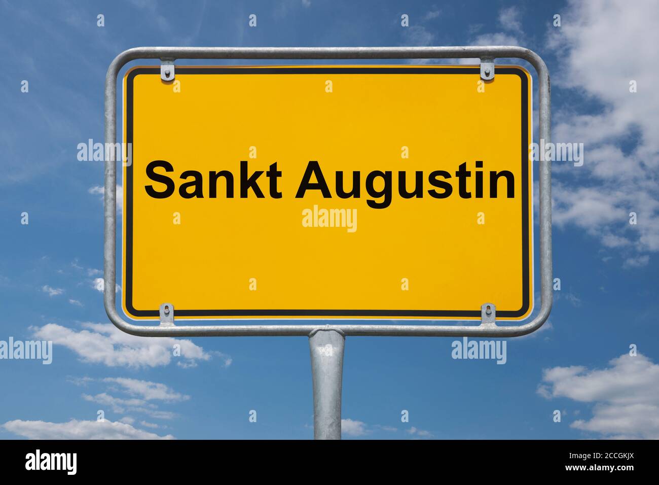 Ortstafel Sankt Augustin, Nordrhein-Westfalen, Deutschland | Place name sign Sankt Augustin, North Rhine-Westphalia, Germany, Europe Stock Photo