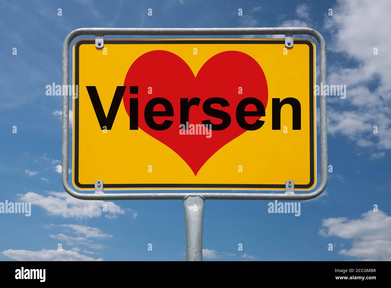 Ortstafel Viersen, Nordrhein-Westfalen, Deutschland | Place name sign Viersen, North Rhine-Westphalia, Germany, Europe Stock Photo