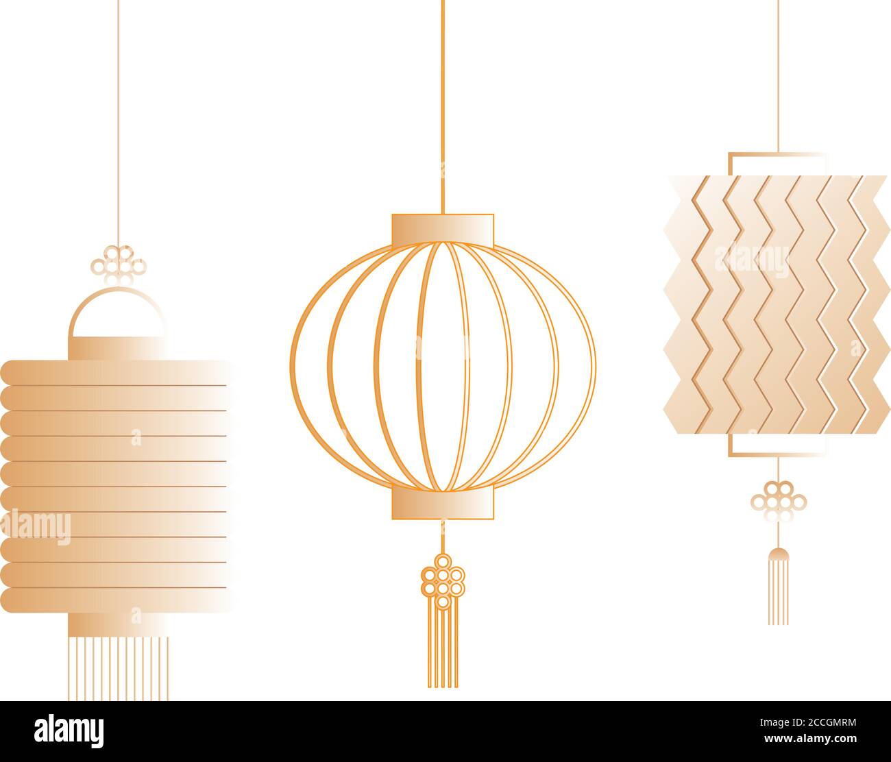 Chinese gold lanterns design, China culture asia and oriental theme