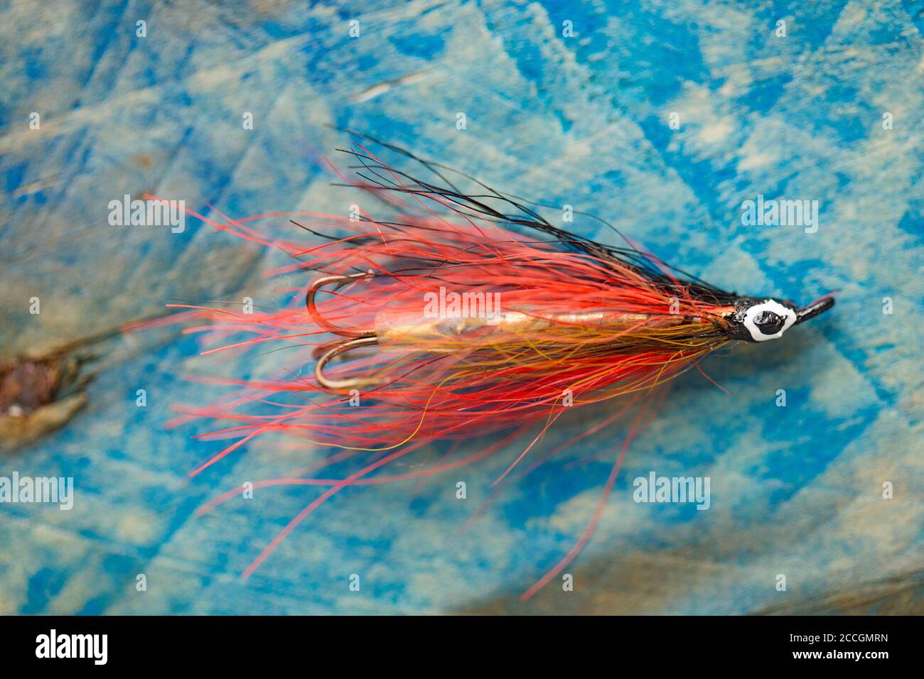 https://c8.alamy.com/comp/2CCGMRN/an-old-salmon-fly-equipped-with-a-treble-hook-taken-from-a-fly-box-or-reservoir-displayed-on-a-piece-of-driftwood-from-a-collection-of-fishing-tac-2CCGMRN.jpg