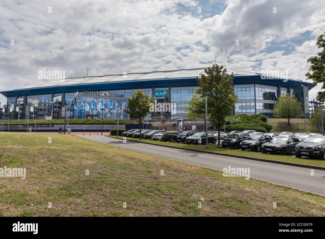 Arena Auf Schalke  currently also Veltins-Arena, FC Schalke 04 club football stadium in Gelsenkirchen, North Rhine-Westphalia, Germany Stock Photo