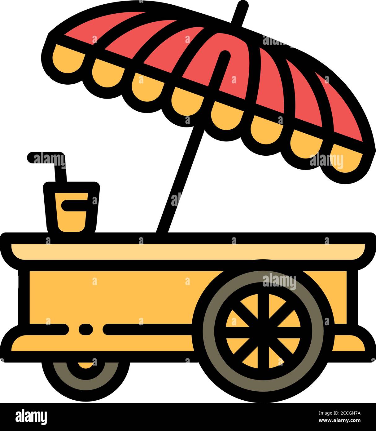 Food cart umbrella icon. Outline food cart umbrella vector icon for web