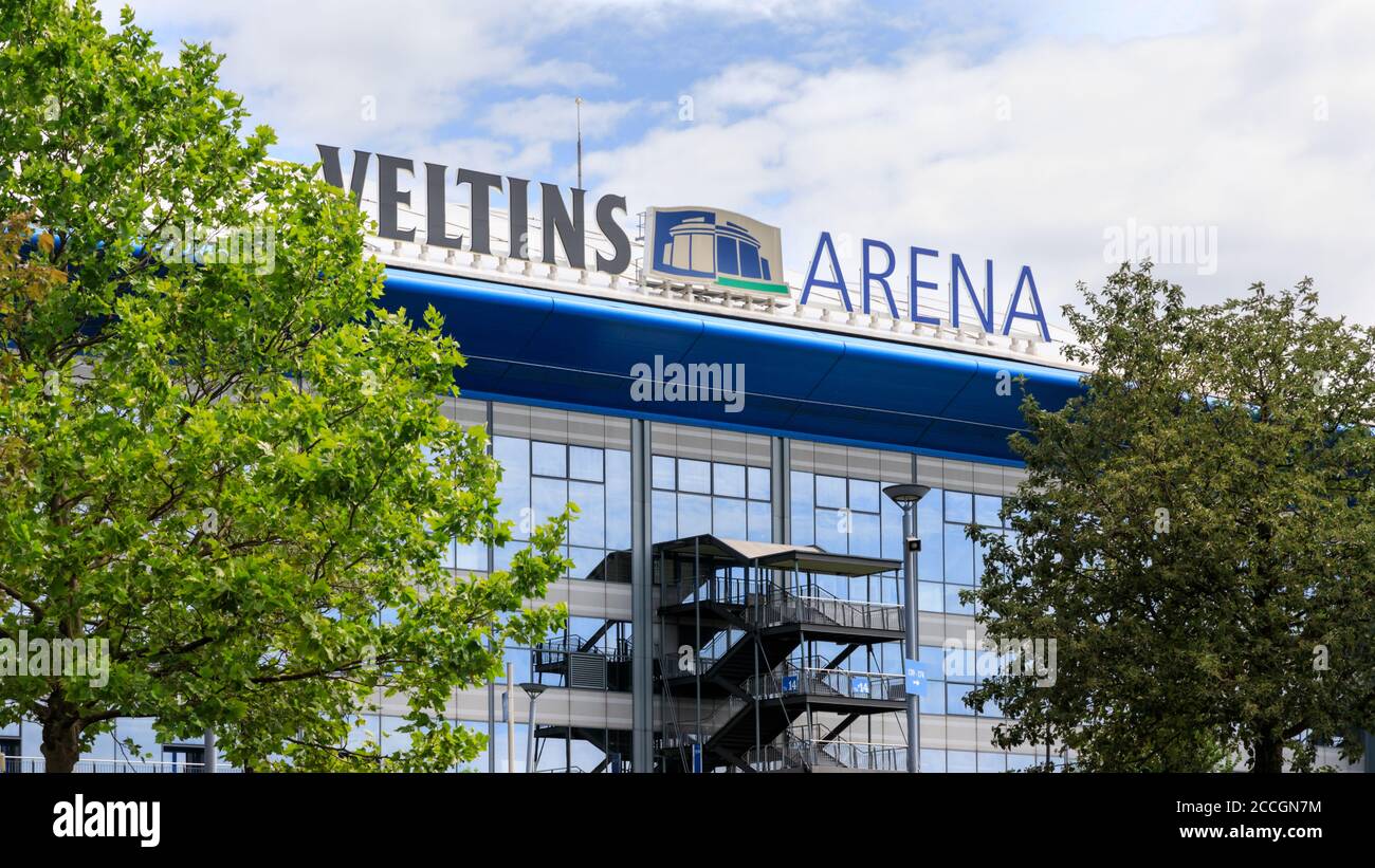 Arena Auf Schalke  currently also Veltins-Arena, FC Schalke 04 club football stadium in Gelsenkirchen, North Rhine-Westphalia, Germany Stock Photo