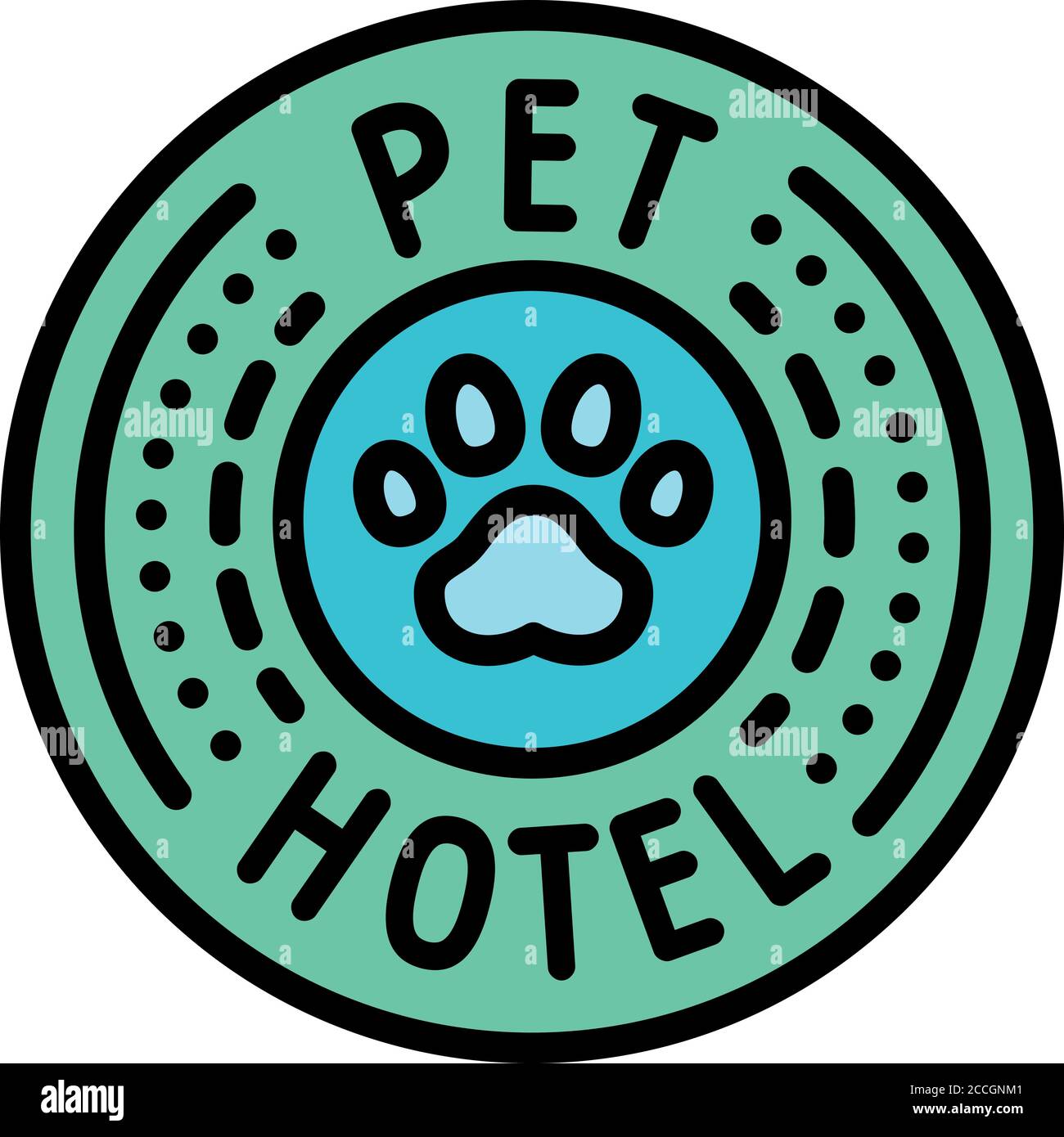 Pet hotel emblem icon. Outline pet hotel emblem vector icon for web