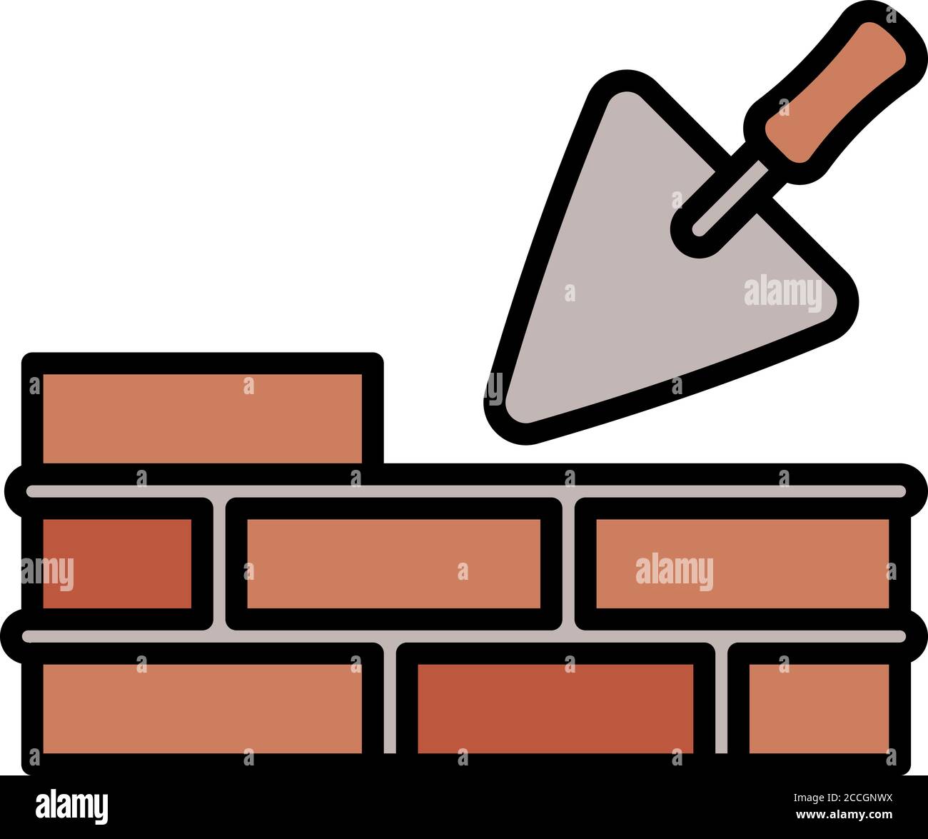 Trowel wall brick icon. Outline trowel wall brick vector icon for web ...