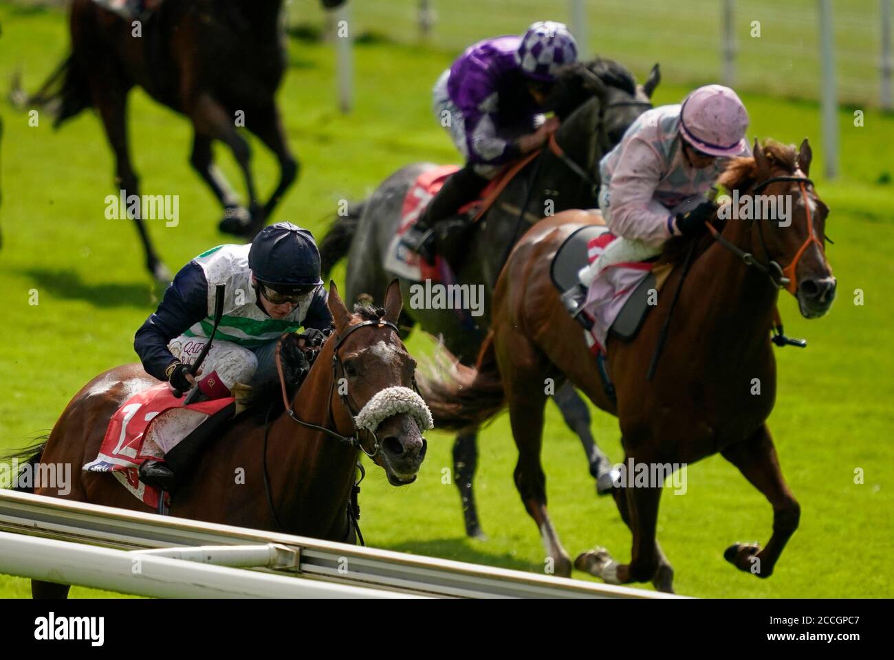 Coltrane ridden by Oisin Murphy (left) wins The Sky Bet Melrose Handicap during day four of the Yorkshire Ebor Festival at York Racecourse. Stock Photo