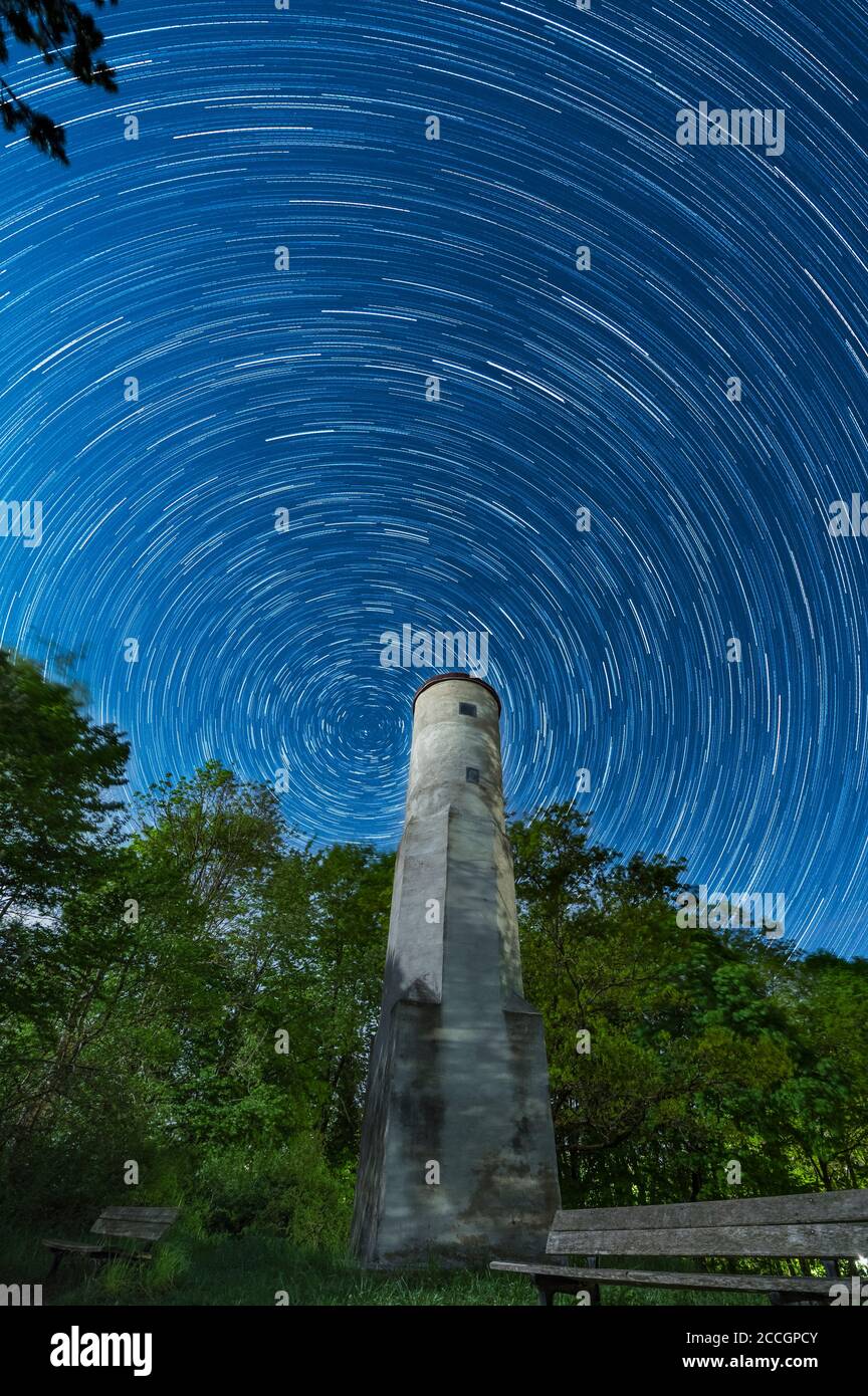 Star trails in the night sky Stock Photo