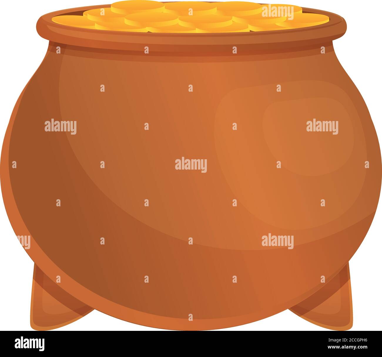 Leprechaun gold cauldron icon. Cartoon of leprechaun gold cauldron ...