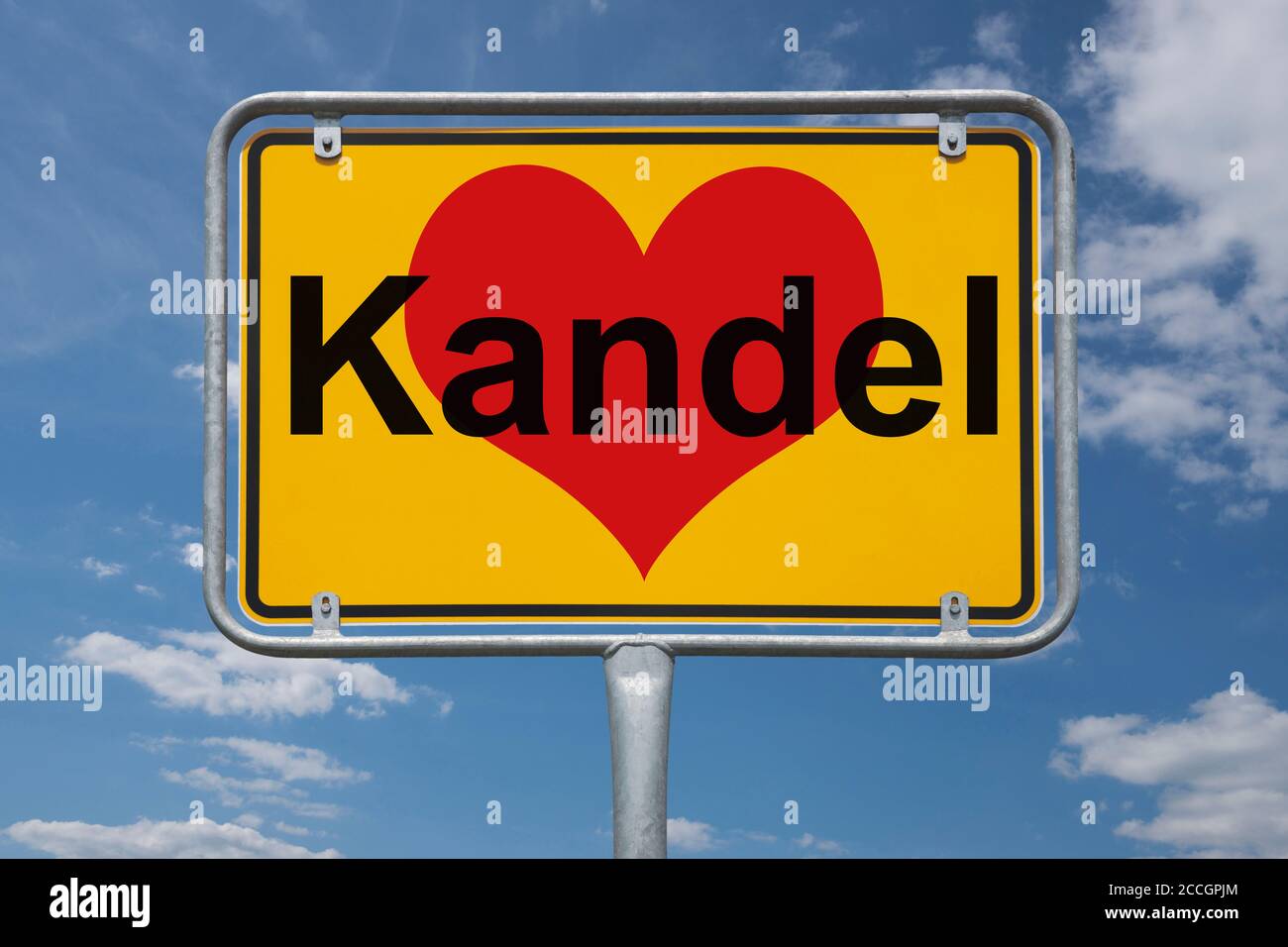 Ortstafel Kandel, Rheinland-Pfalz, Deutschland | Place name sign Kandel, Rhineland-Palatinate, Germany, Europe Stock Photo
