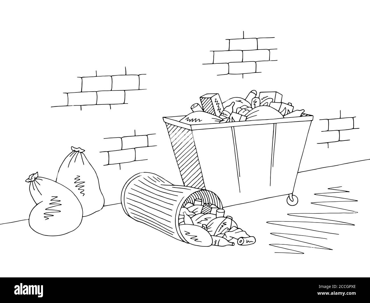 trash bin in doodle style trash can vector  Stock Illustration  74921134  PIXTA