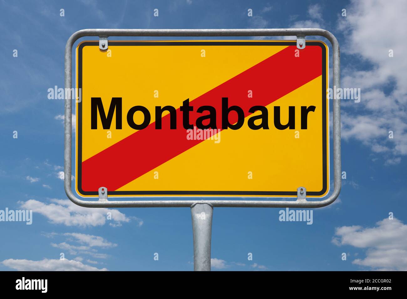 Ortstafel Montabaur, Rheinland-Pfalz, Deutschland | Place name sign Montabaur, Rhineland-Palatinate, Germany, Europe Stock Photo