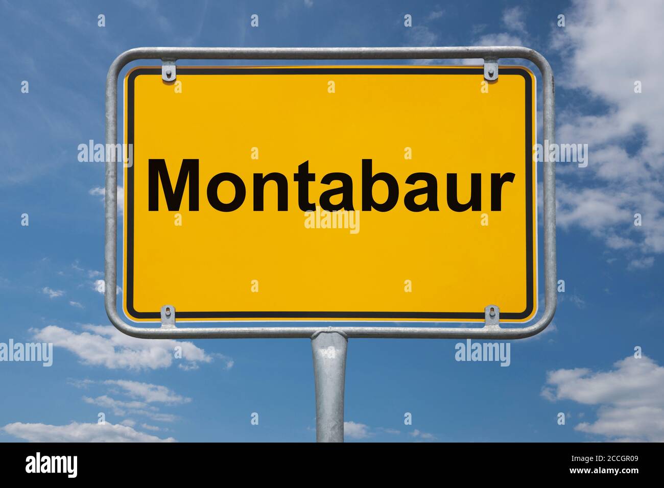 Ortstafel Montabaur, Rheinland-Pfalz, Deutschland | Place name sign Montabaur, Rhineland-Palatinate, Germany, Europe Stock Photo