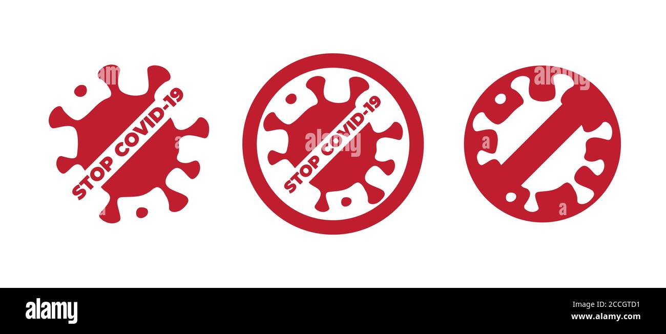 Coronavirus covid-19 stop icon set. Stop sign for a dangerous virus ...