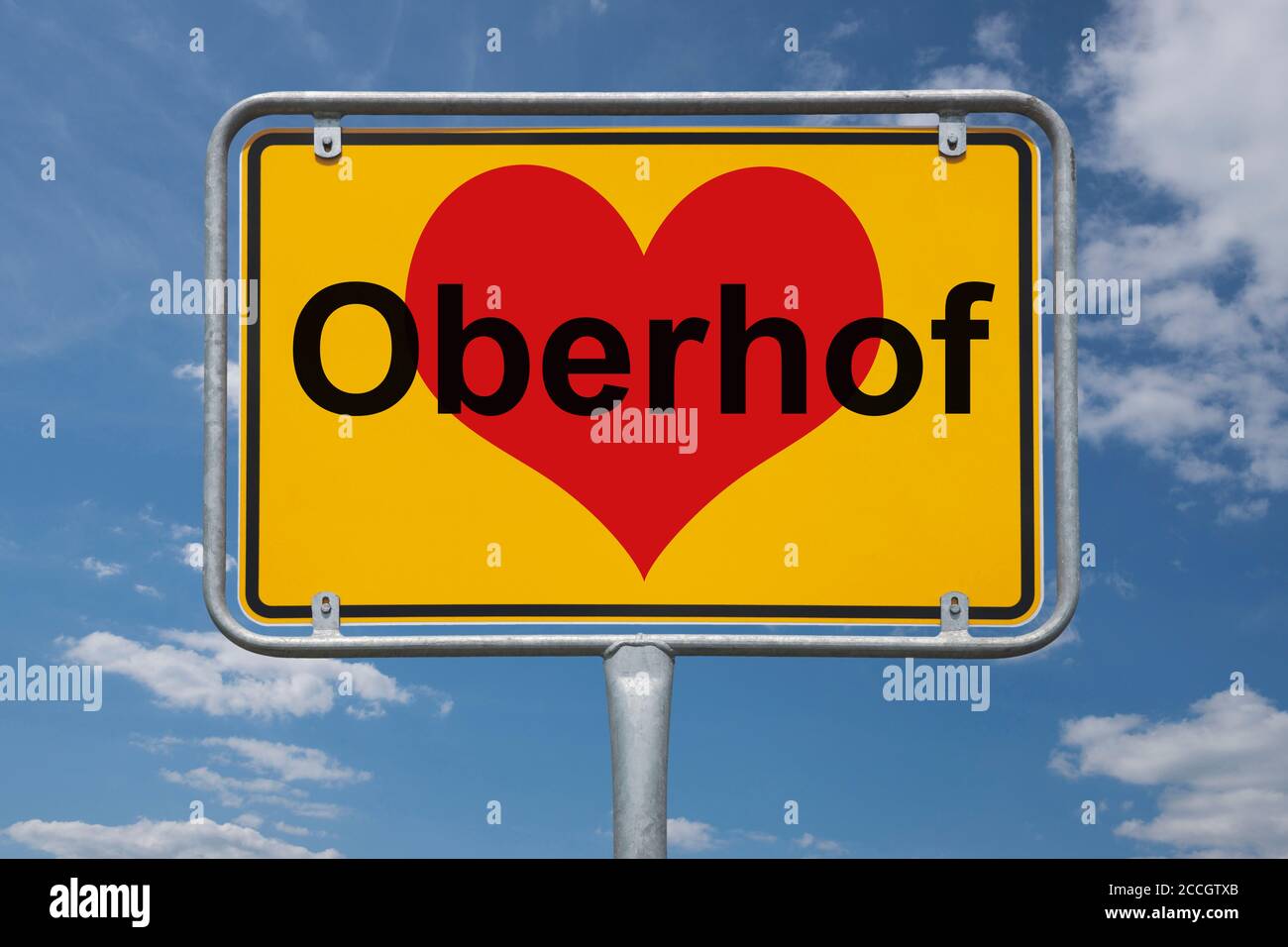 Ortstafel Oberhof, Thüringen, Deutschland | Place name sign Oberhof, Thuringia, Germany, Europe Stock Photo