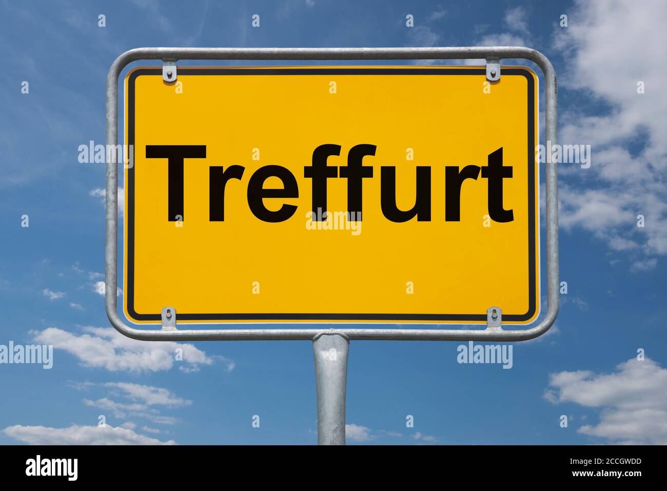 Ortstafel Treffurt, Thüringen, Deutschland | Place name sign Treffurt, Thuringia, Germany, Europe Stock Photo