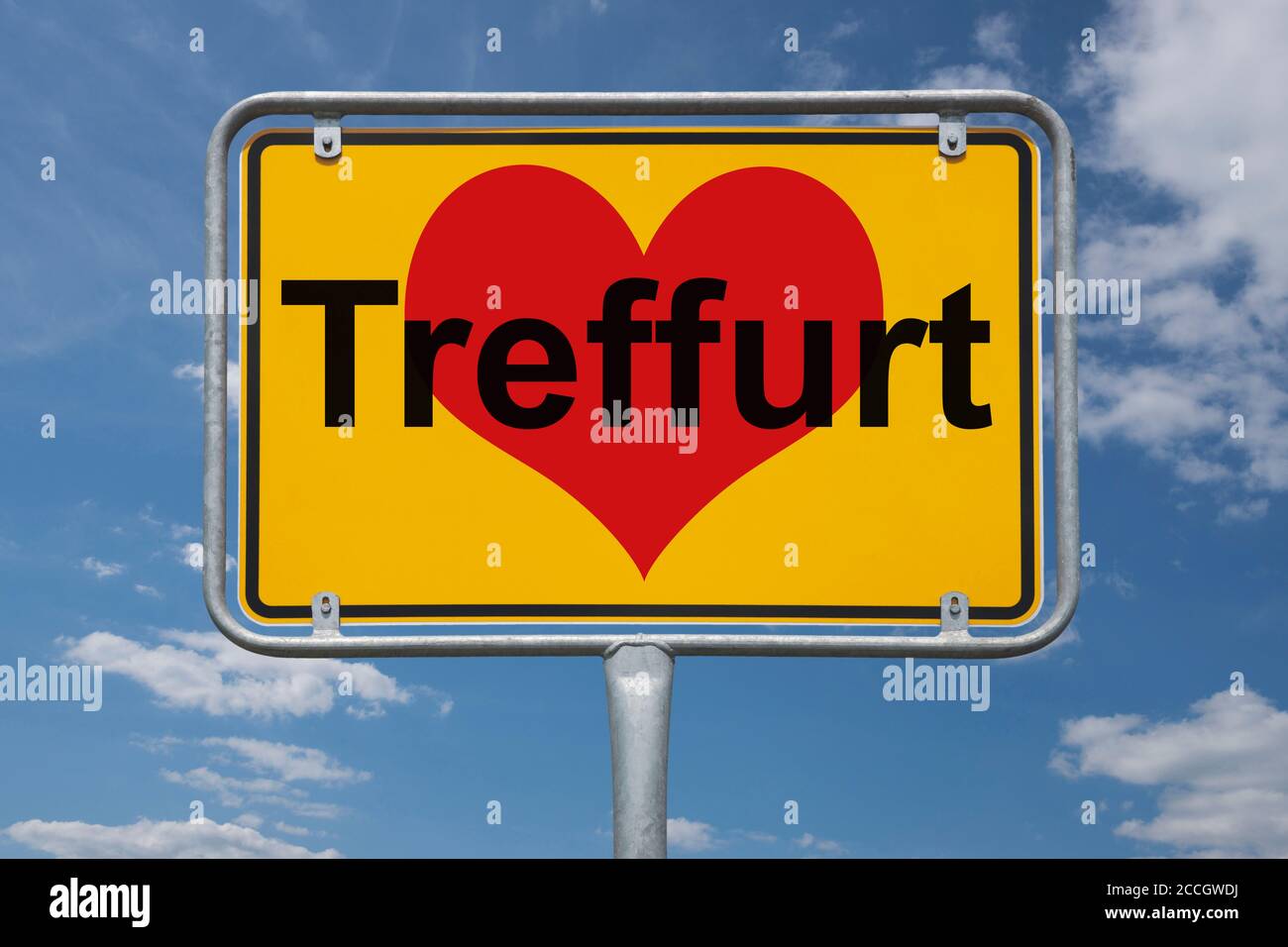 Ortstafel Treffurt, Thüringen, Deutschland | Place name sign Treffurt, Thuringia, Germany, Europe Stock Photo