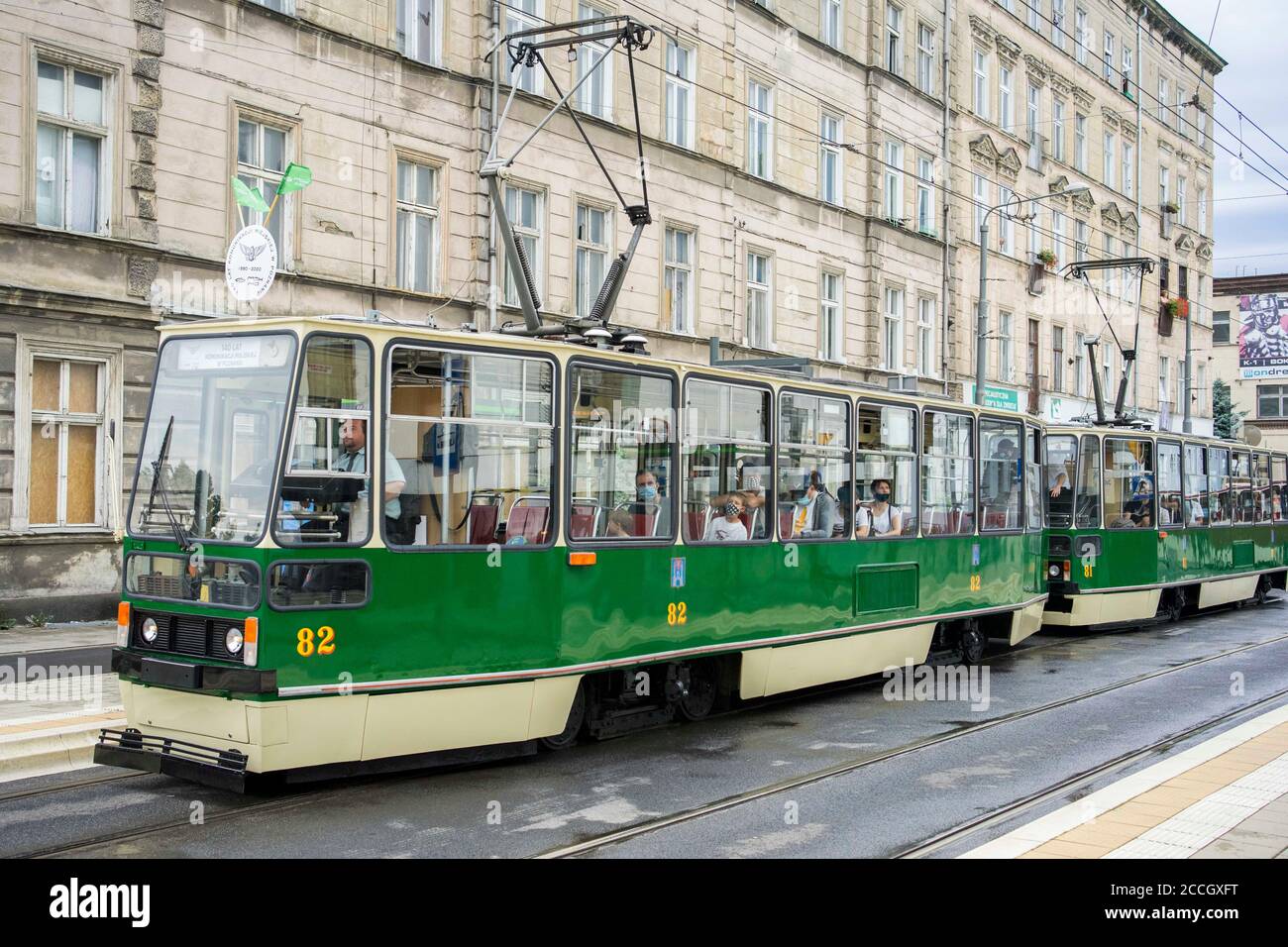Poznan, Wielkopolska, Poland. 22nd Aug, 2020. The parade of vehicles like buses and trams - 140 years of the public transport in Poznan, Poland. Dozens of vehicles took part in it, ranging from historical to the most modern. Credit: Dawid Tatarkiewicz/ZUMA Wire/Alamy Live News Stock Photo
