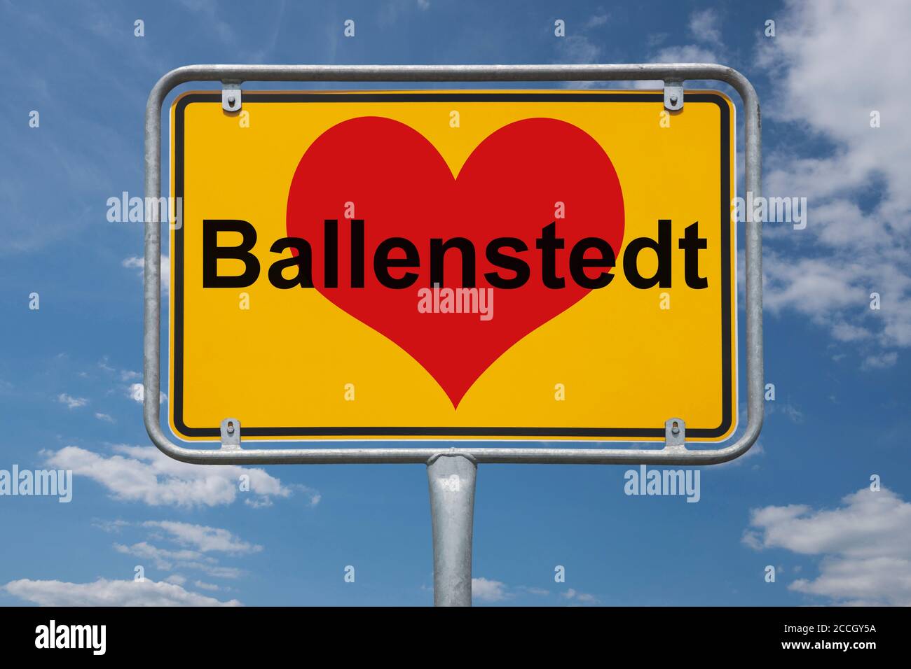 Ortstafel Ballenstedt, Sachsen-Anhalt, Deutschland | Place name sign Ballenstedt, Saxony-Anhalt, Germany, Europe Stock Photo