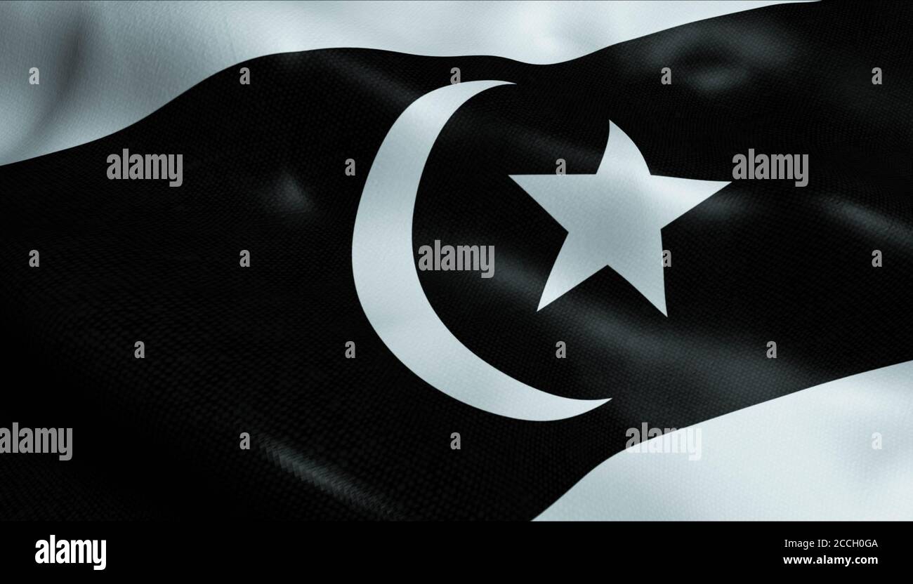 3D Illustration of a waving Malaysia state flag of Terengganu Stock Photo