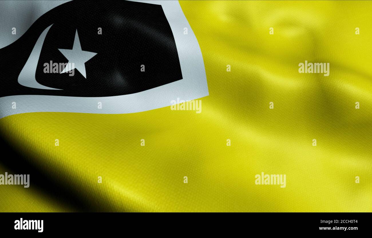 3D Illustration of a waving Malaysia city flag of Kuala Terengganu Stock Photo