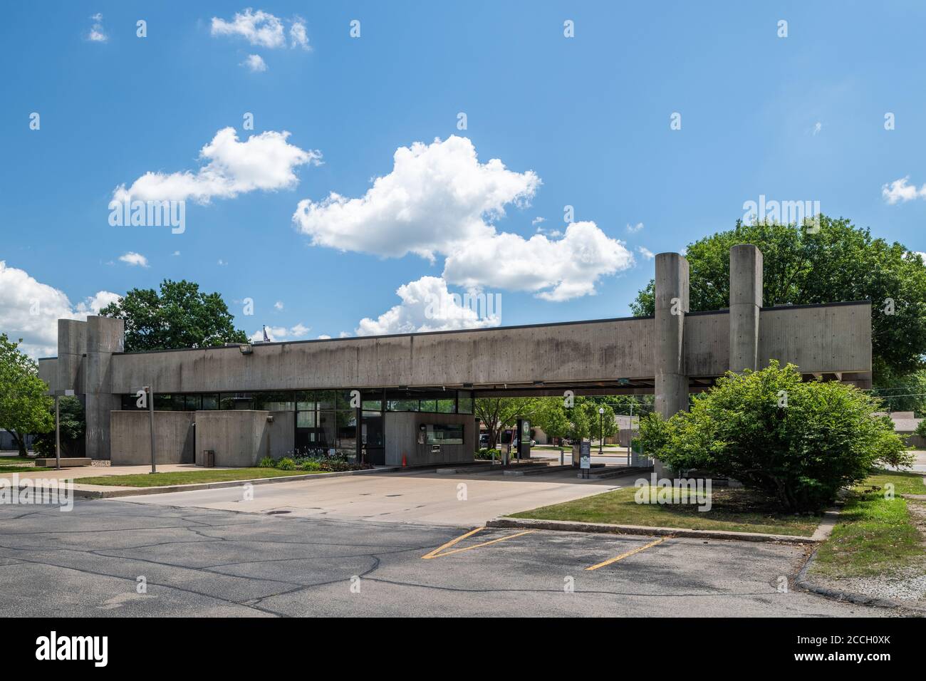 1970s brutalist bank building Stock Photo