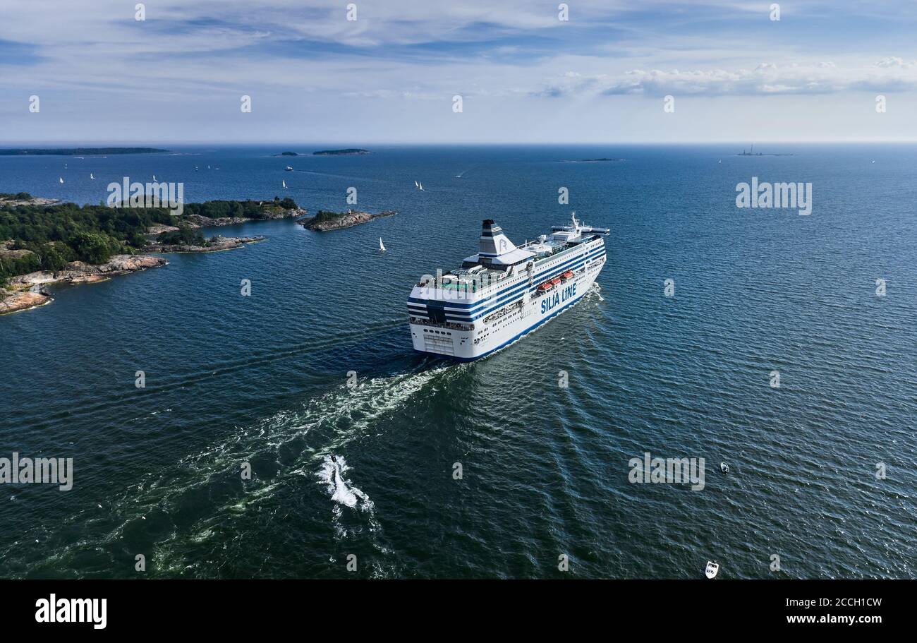Helsinki, Finland - August 15, 2020: The cruise ferry MS Silja Serenade
