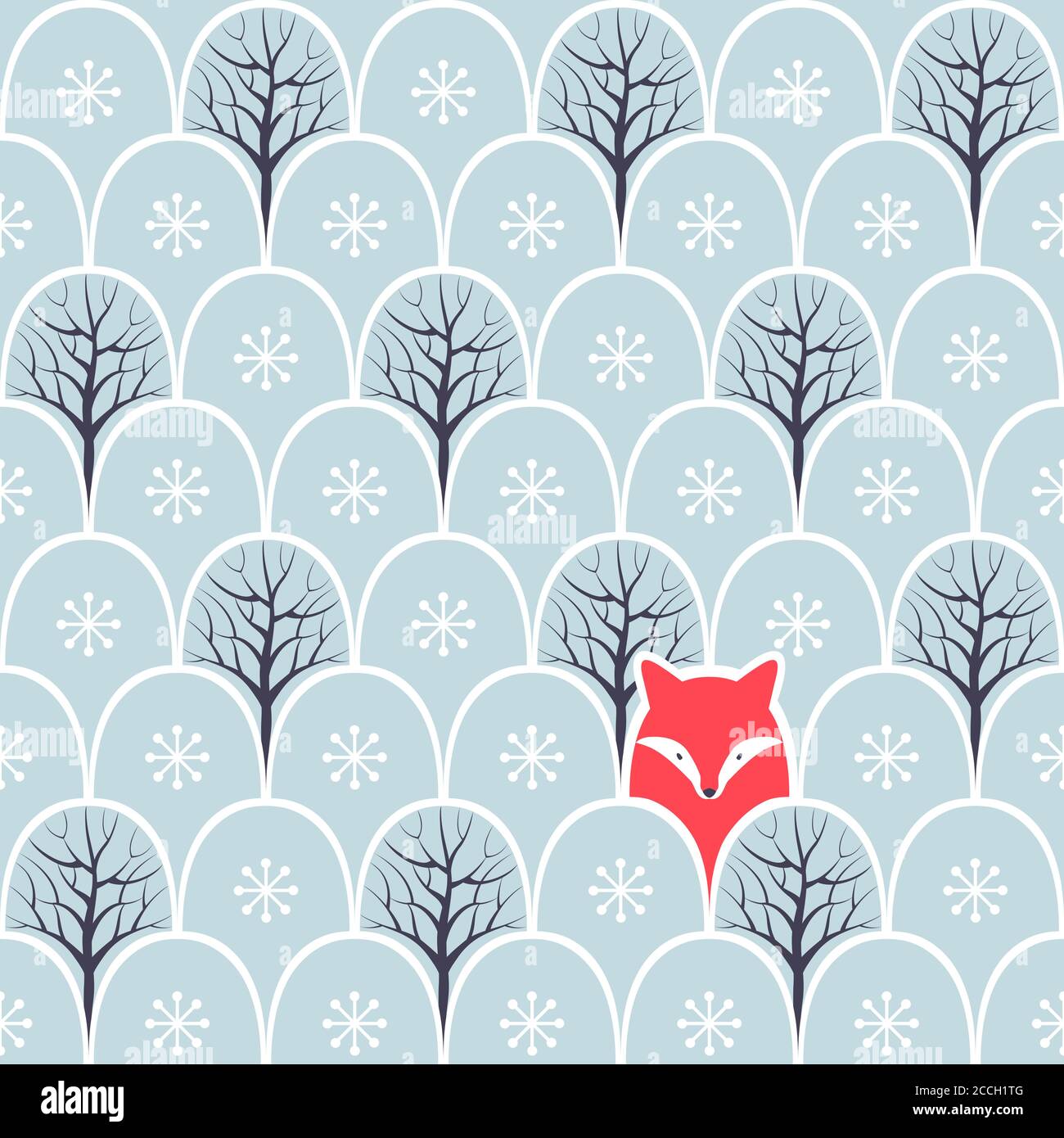 Fox in a forest seamless pattern. Vector design background Stock Vector ...