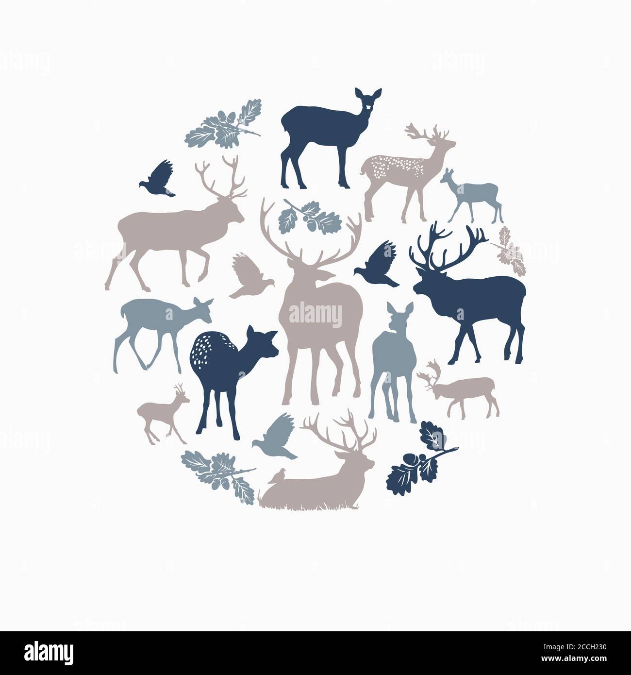 Deer silhouette round composition Stock Vector Image & Art Alamy