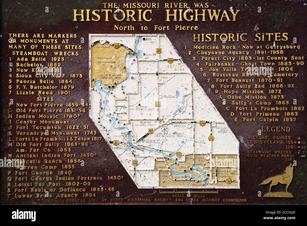 Historic Highway sign in rural South Dakota Stock Photo