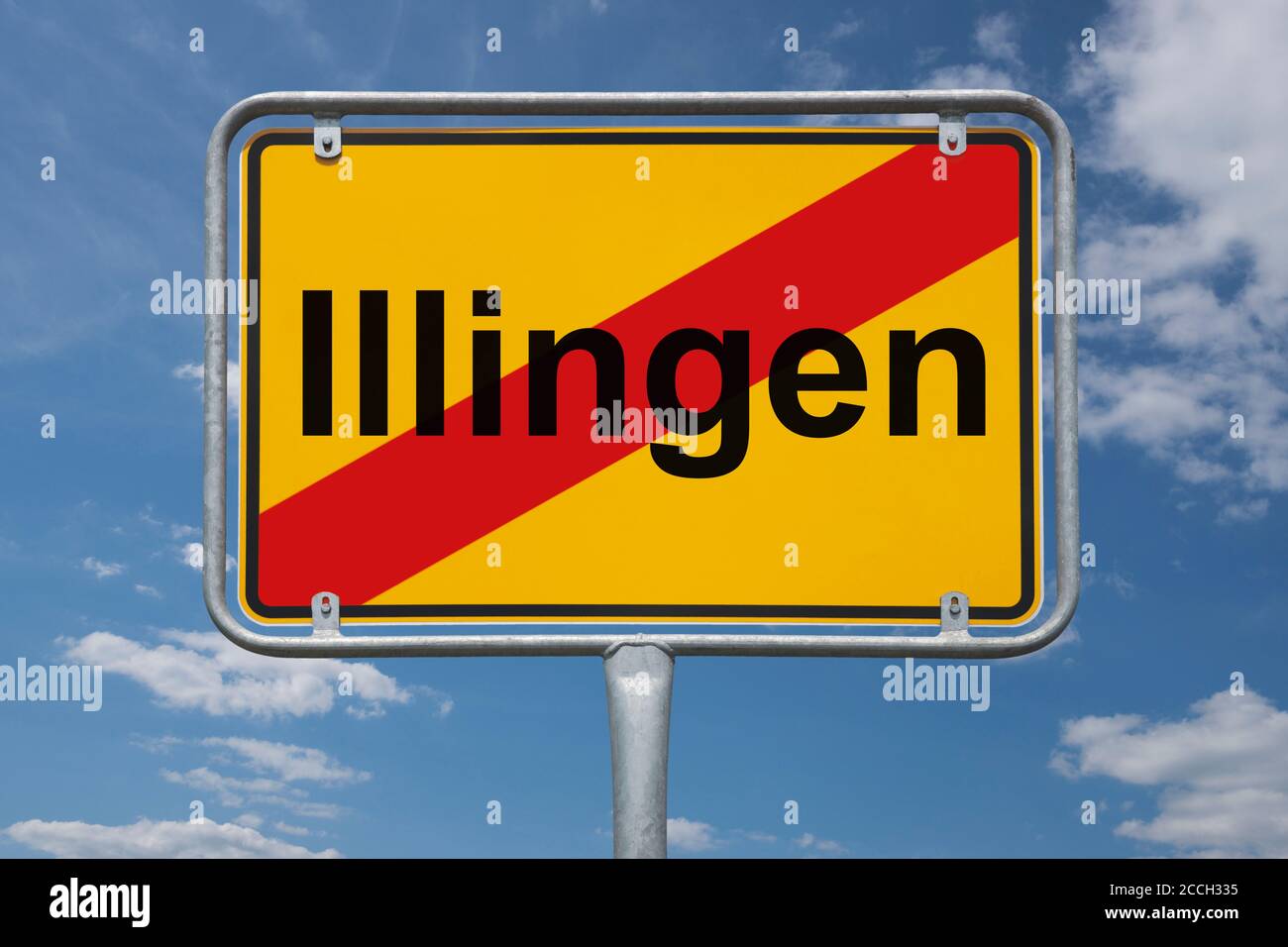 Ortstafel Illingen, Saarland, Deutschland | Place name sign Illingen, Saarland, Germany, Europe Stock Photo