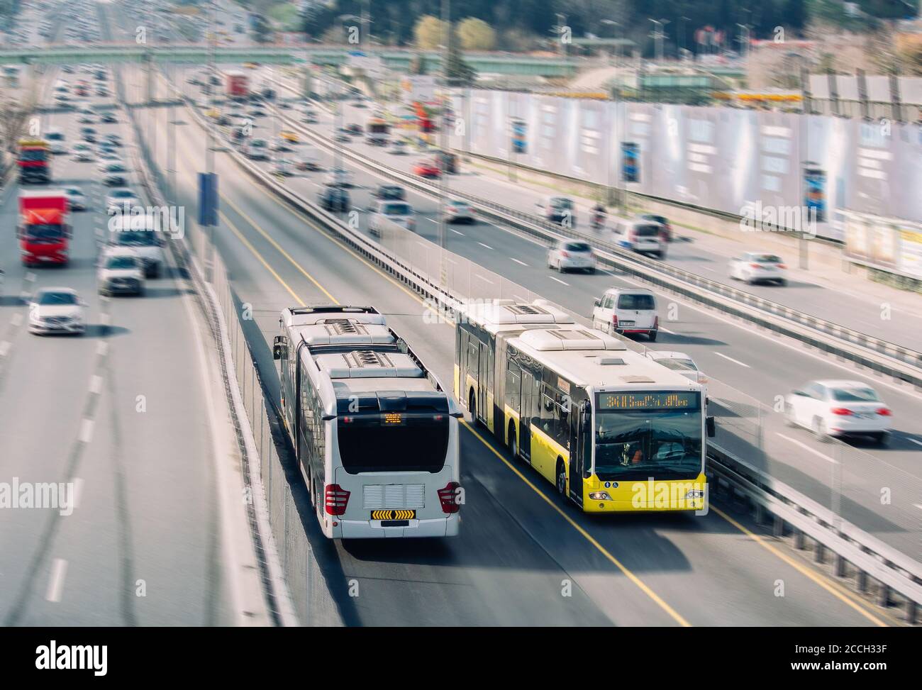 Bus rapid transit or Metrobus is a 50 km bus rapid transit route in Istanbul  Stock Photo - Alamy
