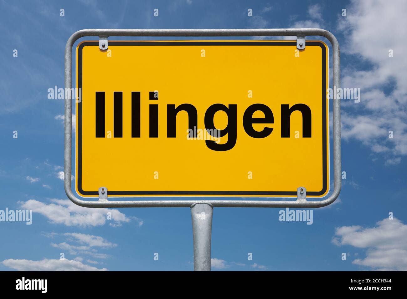 Ortstafel Illingen, Saarland, Deutschland | Place name sign Illingen, Saarland, Germany, Europe Stock Photo