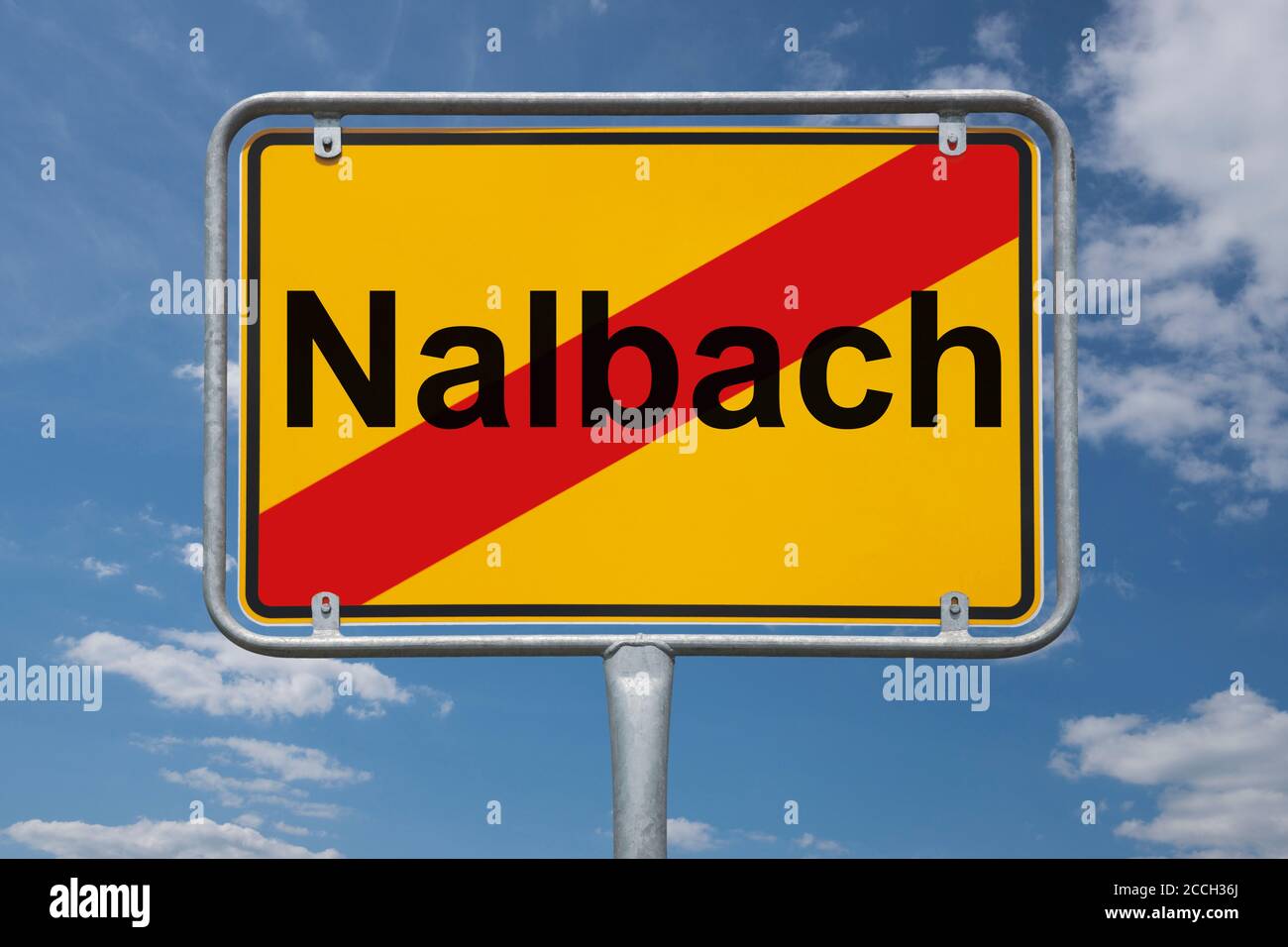 Ortstafel Nalbach, Saarland, Deutschland | Place name sign Nalbach, Saarland, Germany, Europe Stock Photo