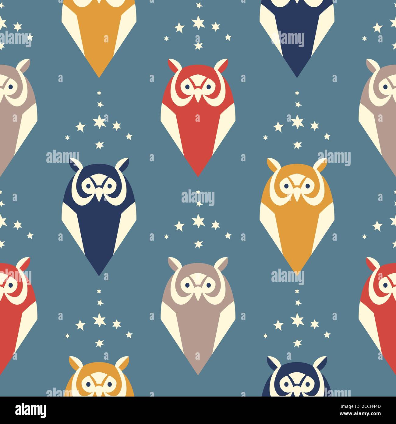Seamless pattern with owls and stars Stock Vector Image & Art - Alamy