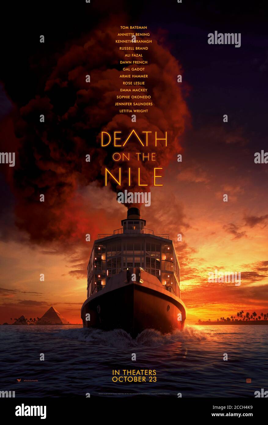 Death on the Nile (2020) directed by Kenneth Branagh and starring Tom Bateman, Annette Bening and Gal Gadot. Agatha Christie's much loved Belgium detective Hercule Poirot returns to investigate the murder of a wealthy socialite whilst on holiday in Egypt. US advance poster ***EDITORIAL USE ONLY***. Credit: BFA / Twentieth Century Studios Stock Photo