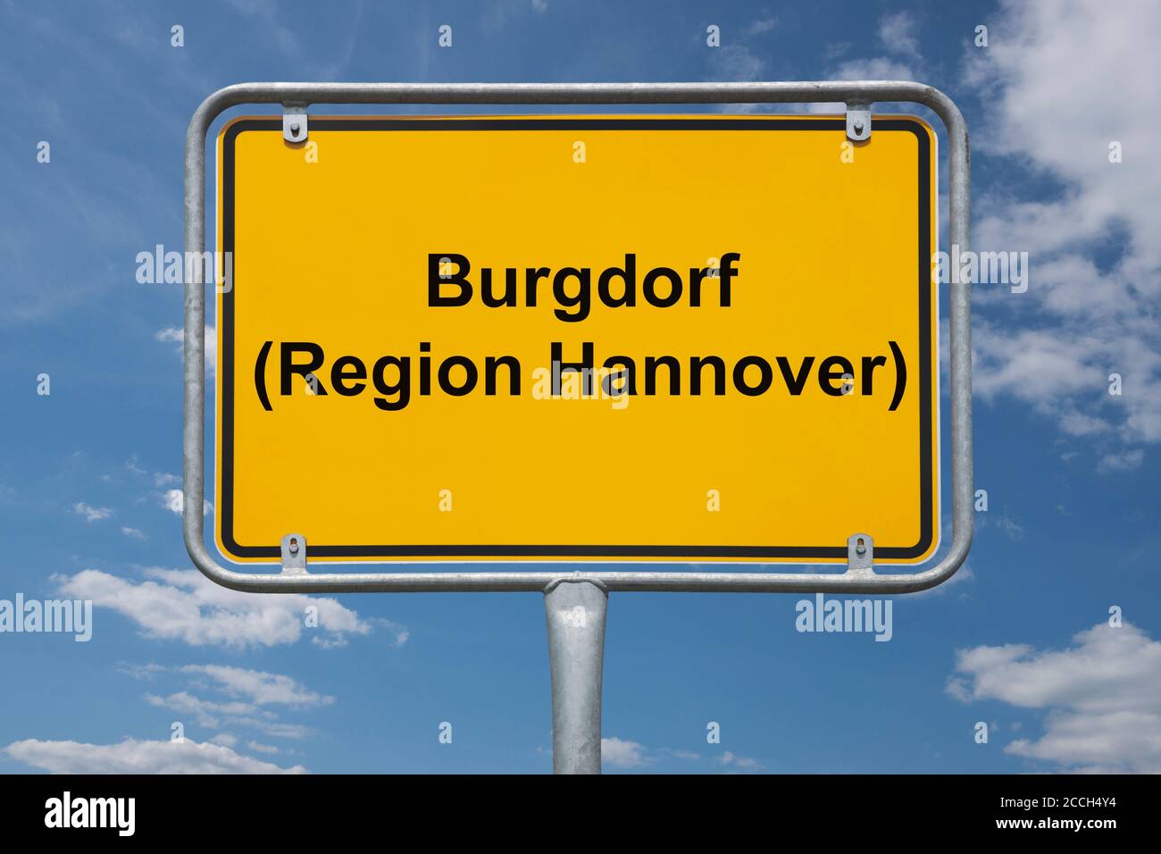 Ortstafel Burgdorf (Region Hannover), Niedersachsen, Deutschland | Place name sign Burgdorf (Region Hannover), Lower Saxony, Germany, Europe Stock Photo