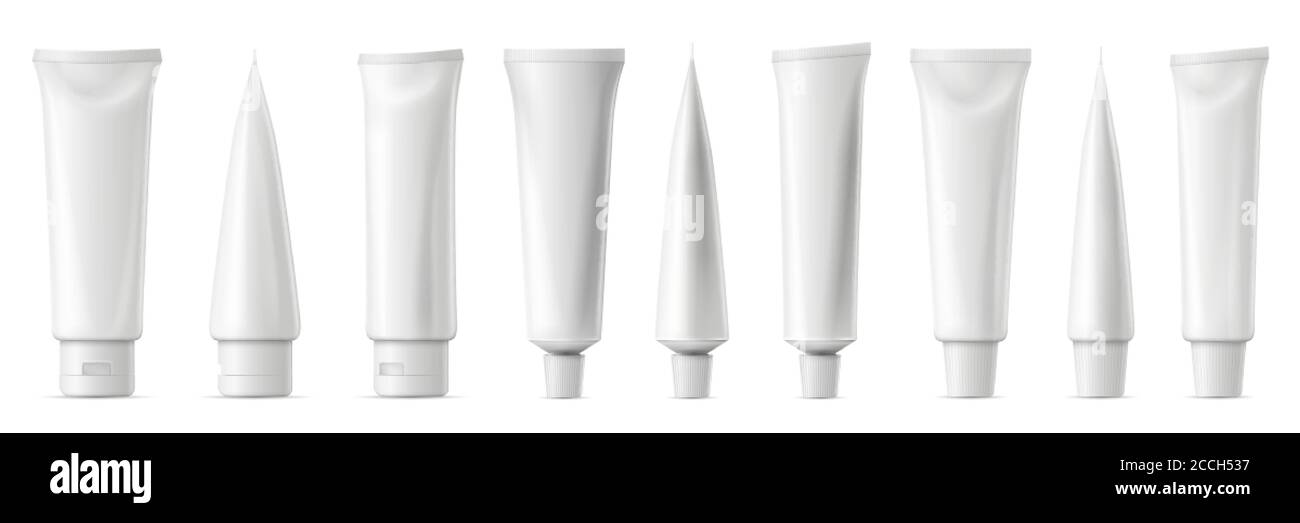 Download Realistic Tube Mockup White Plastic Tuba For Toothpaste Cream Gel And Shampoo Blank Packaging Front And Side View Vector Mockup Stock Vector Image Art Alamy