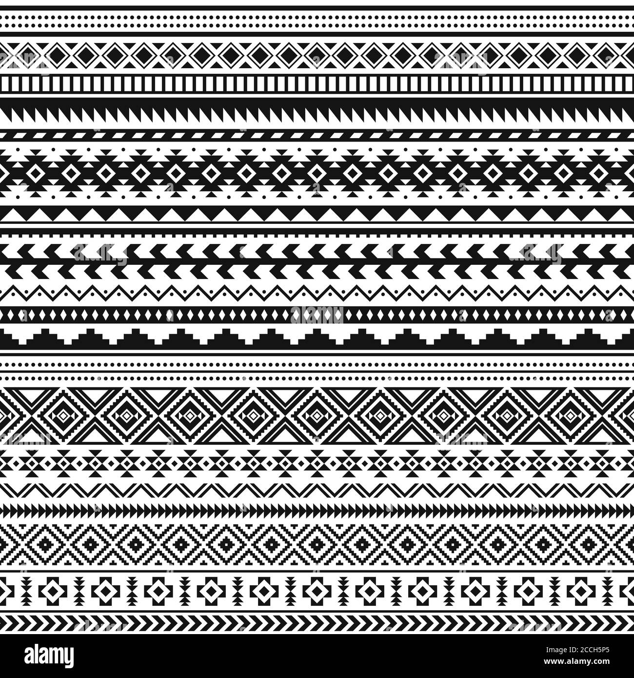 Tribal indian borders. Black white geometric pattern, seamless ethnic print  for textile or tattoo, mexican and aztec vector ornament Stock Vector Image  & Art - Alamy