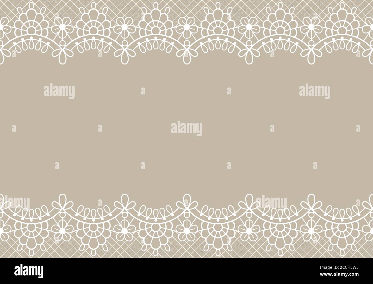 Horizontally seamless beige lace background with lace borders