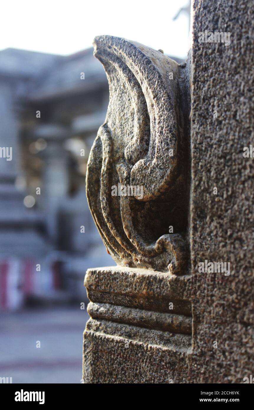 temple pillar carving Stock Photo