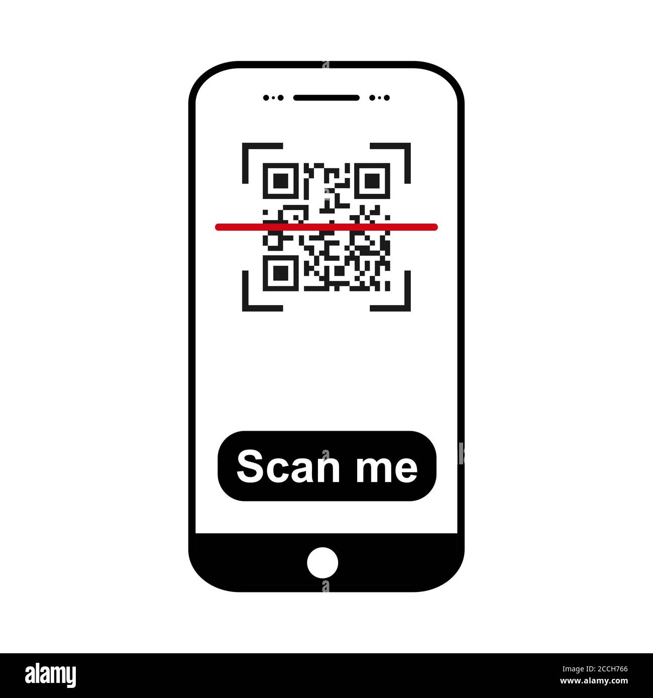 Mobil scan flat icon isolated on white background. QR code reader