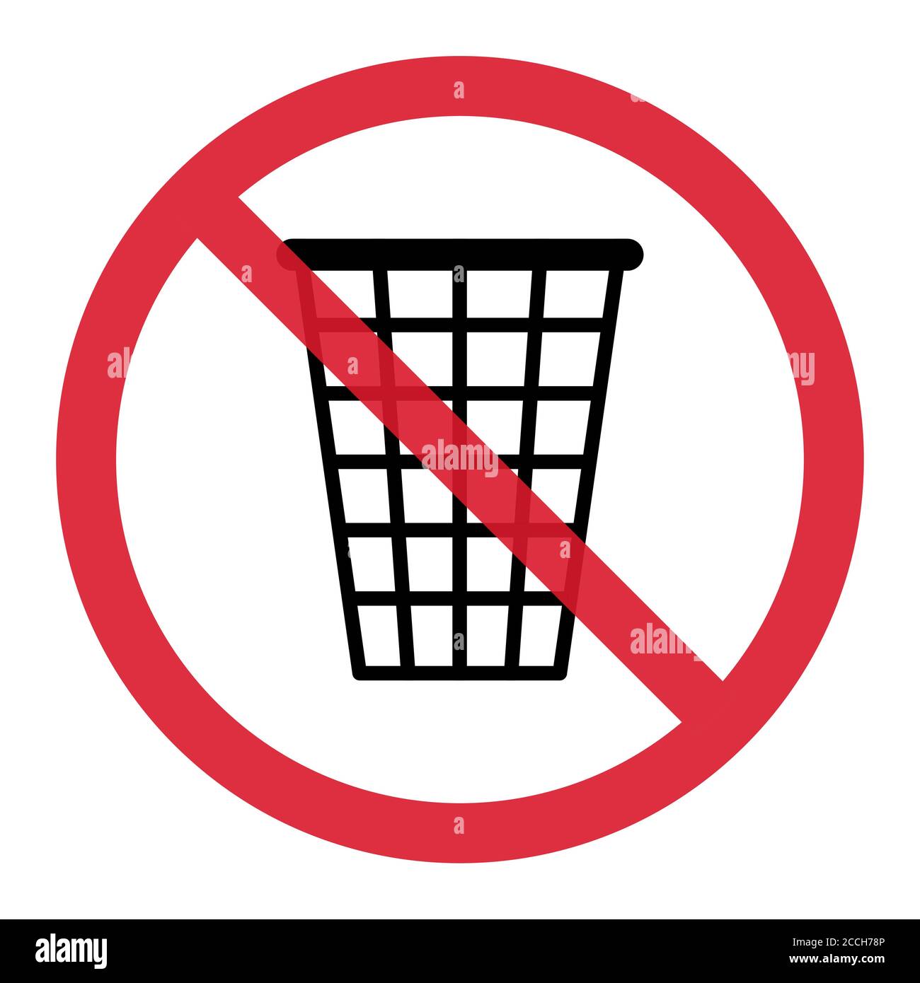Do not litter flat icon in red forbidding circle isolated on white background. Keep it clean vector illustration. Tidy symbol . Stock Vector