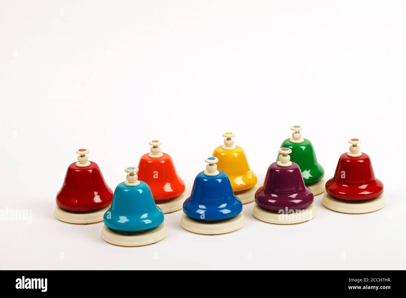 Set of coloured tuned Desk Bells, Children's percussion instruments