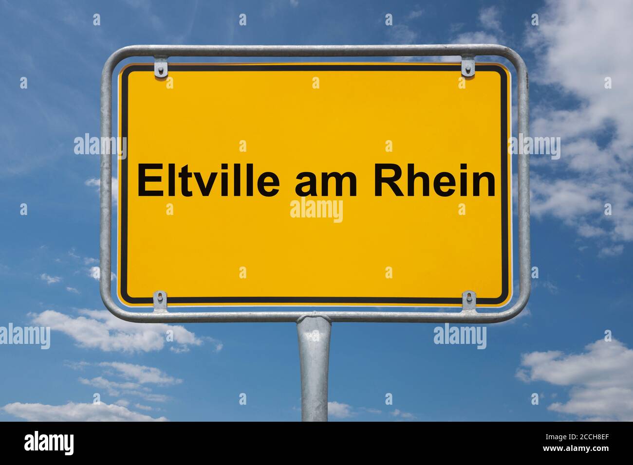 Ortstafel Eltville am Rhein, Hessen, Deutschland | Place name sign Eltville am Rhein, Hesse, Germany, Europe Stock Photo