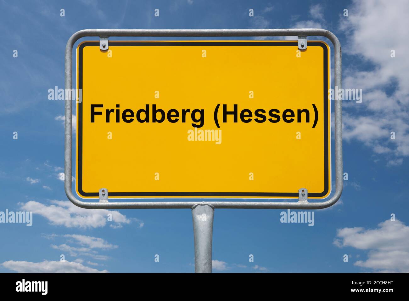 Ortstafel Friedberg (Hessen), Hessen, Deutschland | Place name sign Friedberg (Hessen), Hesse, Germany, Europe Stock Photo