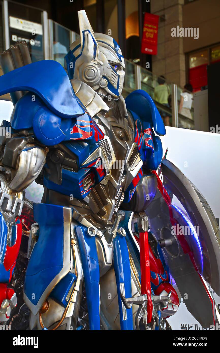 The Replica of Optimus Prime robot statue from Transformers Age of