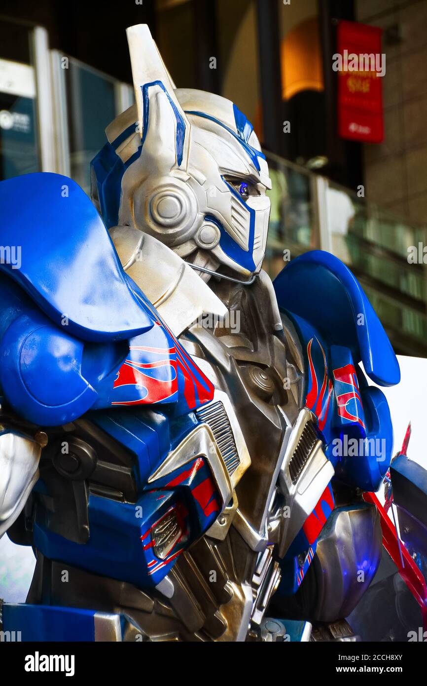 The Replica of Optimus Prime robot statue from Transformers Age of