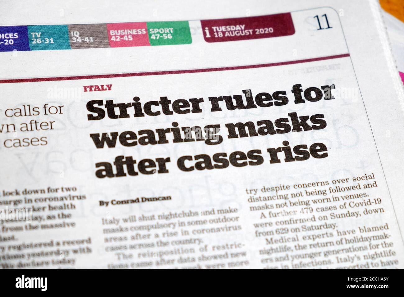 "Italy Stricter rules for wearing masks after cases rise" i newspaper