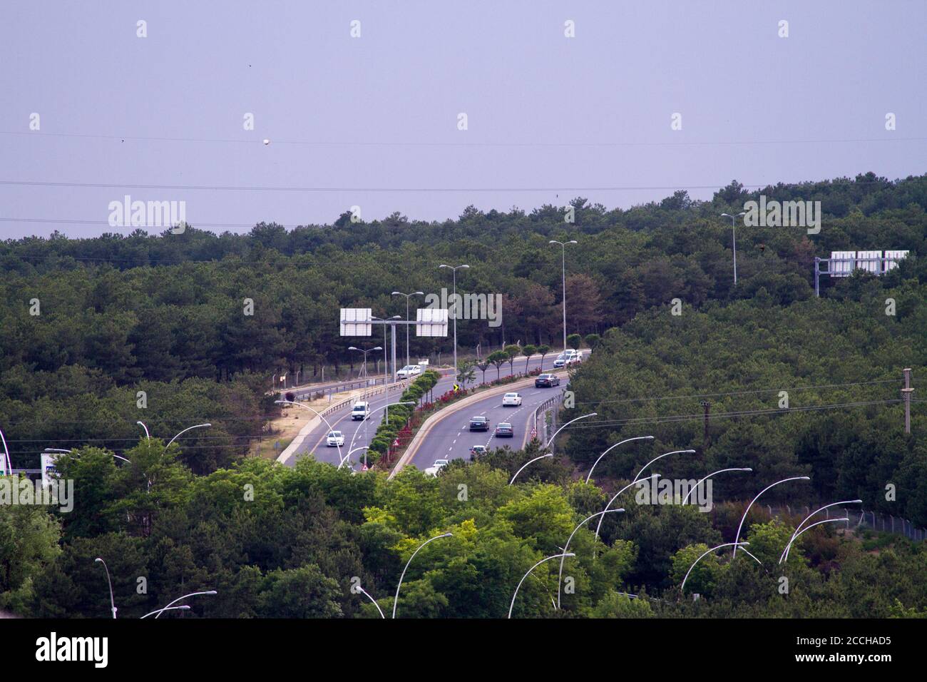 In Ankara's evening traffic, cars are barely moving. Busy morning traffic in Ankara. Stock Photo